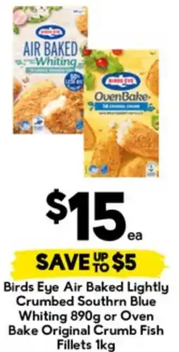 Drakes Birds Eye Air Baked Lightly Crumbed Southrn Blue Whiting or Oven Bake Original Crumb Fish Fillets offer