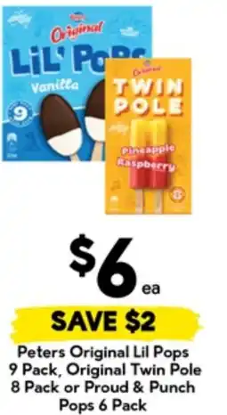 Drakes Peters Original Lil Pops, Original Twin Pole or Proud & Punch Pops offer