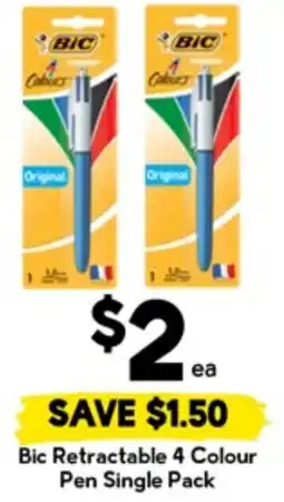 Drakes Bic Retractable 4 Colour Pen Single Pack offer