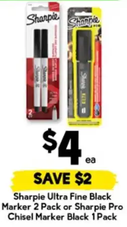 Drakes Sharpie Ultra Fine Black Marker or Sharpie Pro Chisel Marker Black offer