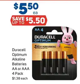 Foodland Duracell optimum alkaline batteries aa or aaa offer
