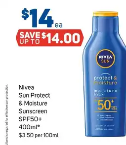 Foodland Nivea sun protect & moisture sunscreen spf50+ offer