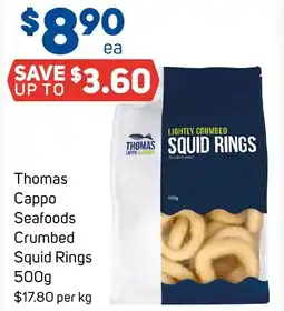 Foodland Thomas cappo seafoods crumbed squid rings offer