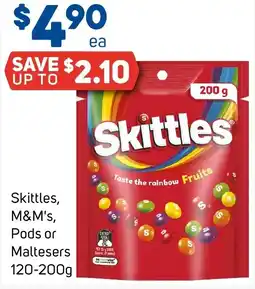 Foodland Skittles, m&m's, pods or maltesers offer
