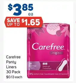 Foodland Carefree panty liners offer