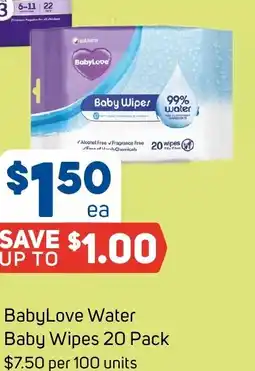 Foodland Babylove water baby wipes offer