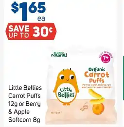Foodland Little bellies carrot puffs or berry & apple softcorn offer