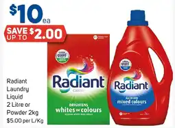 Foodland Radiant laundry liquid or powder offer