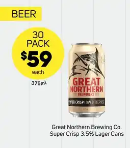Foodland Great northern brewing co. super crisp lager cans offer