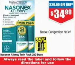 Chemist Warehouse Nasonex Allergy Twin Pack 280 Dose offer
