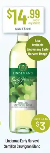 Chambers Cellars Lindemas early harvest semillon sauvignon blanc offer