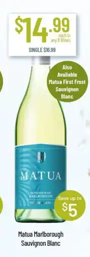 Chambers Cellars Matua marlborough sauvignon blanc offer