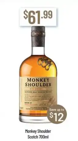 Chambers Cellars Monkey shoulder scotch offer
