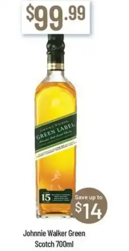 Chambers Cellars Johnnie walker green scotch offer