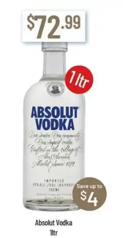 Chambers Cellars Absolut vodka offer