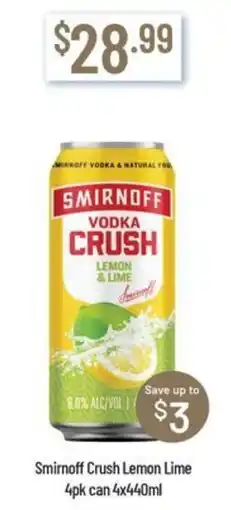 Chambers Cellars Smirnoff crush lemon lime offer