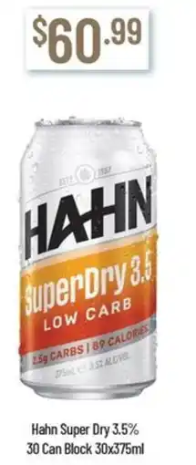 Chambers Cellars Hahn Super Dry 3.5% offer