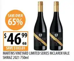 Supabarn Martins vineyard limited series mclaren vale shiraz 2021 offer