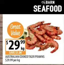 Supabarn Australian cooked tiger prawns offer