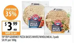 Supabarn Tip top gourmet pizza bases white/wholemeal offer