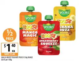 Supabarn Vaalia boost yoghurt pouch range offer