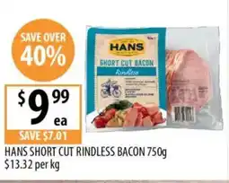 Supabarn Hans short cut bacon offer