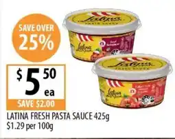 Supabarn Latina fresh pasta sauce offer