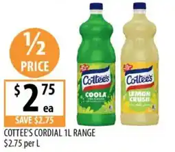 Supabarn Cottee's cordial offer