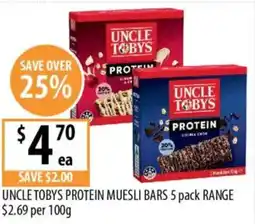 Supabarn Uncle tobys protein muesli bars offer