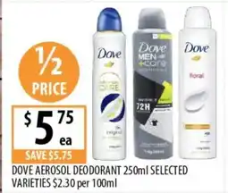 Supabarn Dove aerosol deodorant offer