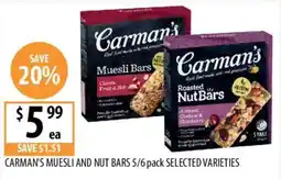 Supabarn Carman's muesli and nut bars offer
