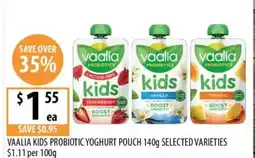 Supabarn Vaalia kids probiotic yoghurt pouch offer