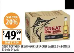 Supabarn Great northern brewing co super crisp lager 3.5% bottles offer