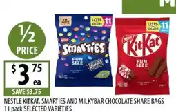Supabarn Nestle kitkat, smarties and milkybar chocolate share bags offer