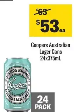 Liquorland Coopers australian lager cans offer