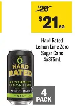 Liquorland Hard rated lemon lime zero sugar cans offer