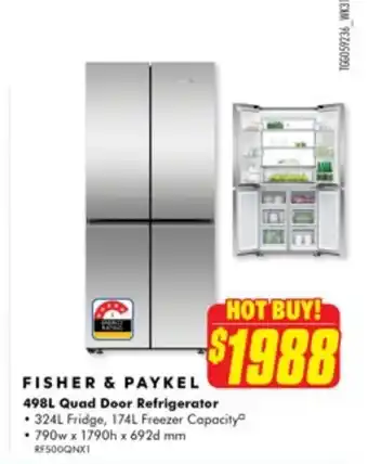 The Good Guys Fisher & paykel 498l quad door refrigerator offer