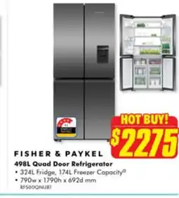 The Good Guys Fisher & paykel 498l quad door refrigerator offer