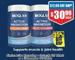 Chemist Warehouse Bioglan active magnesium curcumin or glucosamine offer