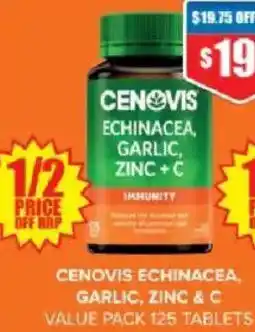 Chemist Warehouse Cenovis echinacea, garlic, zinc & c value pack offer