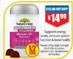 Chemist Warehouse Nature's way high strength adult vita gummies women's 50+ multivitamin offer