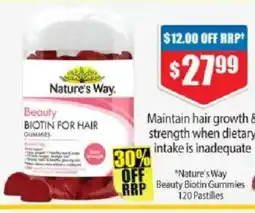 Chemist Warehouse Nature's way beauty biotin for hair gummies offer