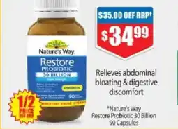 Chemist Warehouse Nature's way restore probiotic 30 billion offer
