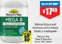 Chemist Warehouse Nature's way mega b executive offer