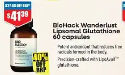 Chemist Warehouse Biohack wanderlust lipsomal glutathione offer
