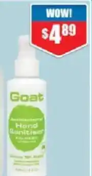 Chemist Warehouse Goat antibacterial hand sanitiser spray offer