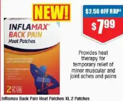 Chemist Warehouse Inflamax back pain heat patches offer