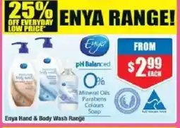 Chemist Warehouse Enya hand & body wash range offer