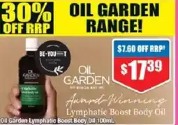 Chemist Warehouse Oil garden lymphatic boost body oil offer