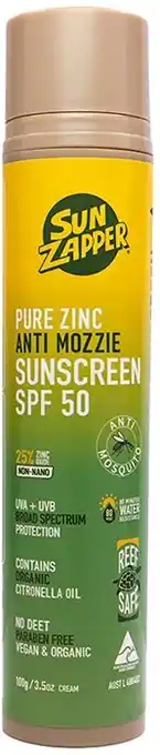 Sun Zapper Pure Zinc Anti Mozzie Sunscreen Cream SPF50- Pump Tube